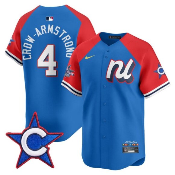 Mens Youths Kids Womens Pete Crow-Armstrong Blue Red 2025 All Star Jersey Stitch